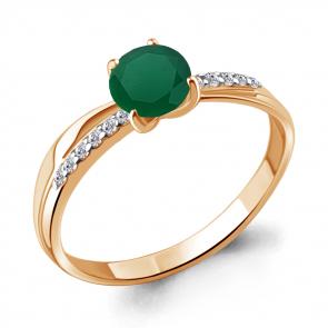 Кольцо из золочёного серебра AQUAMARINE с фианитом и агатом А6511909А-п фото