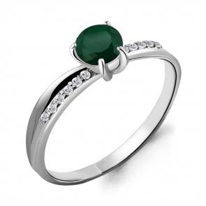 Серебряное кольцо AQUAMARINE с фианитом и агатом А6511909А фото