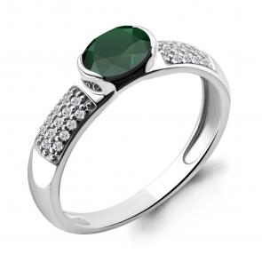 Серебряное кольцо AQUAMARINE с фианитом и агатом А6519409А фото