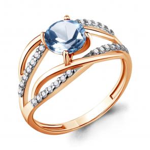 Кольцо из золочёного серебра AQUAMARINE с топазом и фианитом А6520605А-п фото