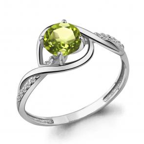 Серебряное кольцо AQUAMARINE с фианитом и хризолитом А6520707А фото