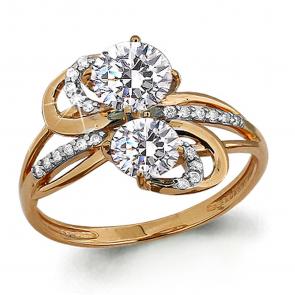 Кольцо из золочёного серебра AQUAMARINE с фианитом А65217А-п фото