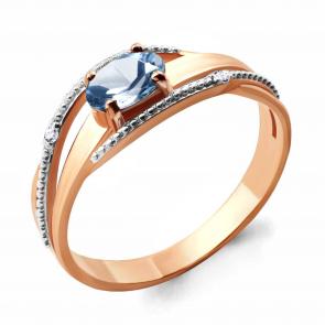 Кольцо из золочёного серебра AQUAMARINE с топазом и фианитом А6522505-пк фото