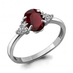 Серебряное кольцо AQUAMARINE с фианитом и гранатом А6523503А фото