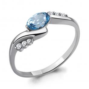 Серебряное кольцо AQUAMARINE с топазом и фианитом А6525305А фото