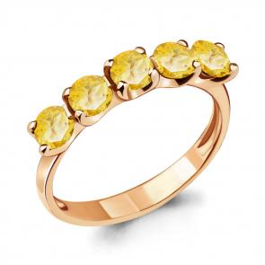 Кольцо из золочёного серебра AQUAMARINE с цитрином А6526006-п фото