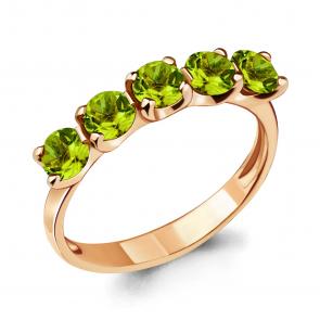 Кольцо из золочёного серебра AQUAMARINE с хризолитом А6526007-п фото