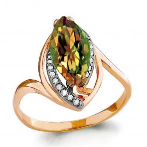 Кольцо из золочёного серебра AQUAMARINE с фианитом и султанитом А6534119А-п фото