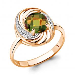 Кольцо из золочёного серебра AQUAMARINE с фианитом и султанитом А6536619А-пк фото