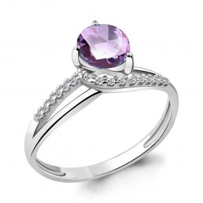 Серебряное кольцо AQUAMARINE с фианитом и алекситом А6541225А фото