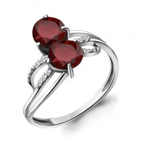 Серебряное кольцо AQUAMARINE с фианитом и гранатом А6541403А фото