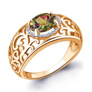 Кольцо из золочёного серебра AQUAMARINE с фианитом и султанитом А6543419А-п фото