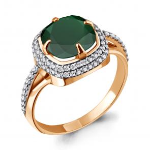 Кольцо из золочёного серебра AQUAMARINE с фианитом и агатом А6548109А-п фото