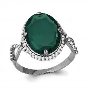 Серебряное кольцо AQUAMARINE с фианитом и агатом А6548209А фото