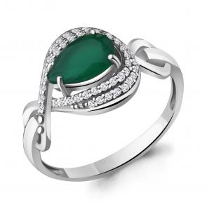 Серебряное кольцо AQUAMARINE с фианитом и агатом А6552409А фото