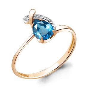 Кольцо из золочёного серебра AQUAMARINE с топазом и фианитом А6552705А-п фото