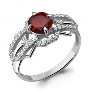 Серебряное кольцо AQUAMARINE с фианитом и гранатом А6557803А фото