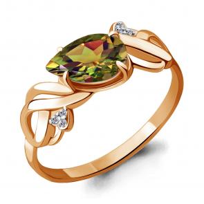 Кольцо из золочёного серебра AQUAMARINE с фианитом и султанитом А6558819А-пк фото