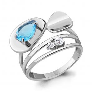 Серебряное кольцо AQUAMARINE с топазом и фианитом А6564705 фото