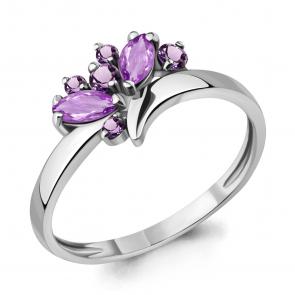 Серебряное кольцо AQUAMARINE с аметистом А6569204 фото