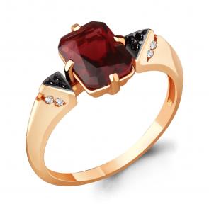 Кольцо из золочёного серебра AQUAMARINE с фианитом, гранатом и ювелирным кристаллом А6574885Ч-п фото