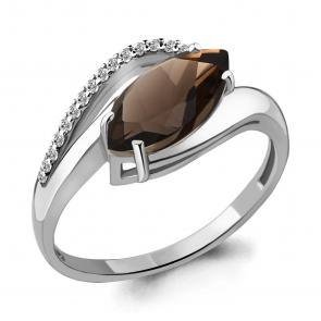 Серебряное кольцо AQUAMARINE с фианитом и раухтопазом А6575801А фото