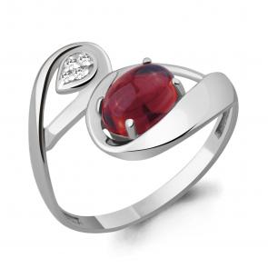 Серебряное кольцо AQUAMARINE с фианитом и гранатом А6576903 фото