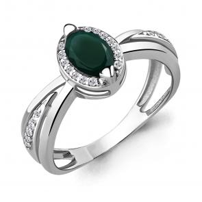 Серебряное кольцо AQUAMARINE с фианитом и агатом А6578209А фото