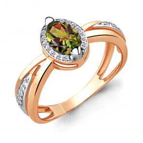 Кольцо из золочёного серебра AQUAMARINE с фианитом и султанитом А6578219А-пк фото