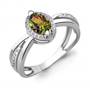 Серебряное кольцо AQUAMARINE с фианитом и султанитом А6578219А фото