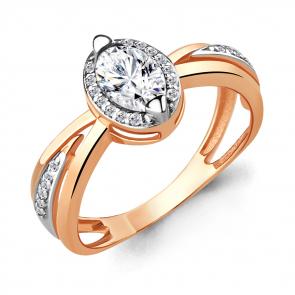 Кольцо из золочёного серебра AQUAMARINE с фианитом А657821А-пк фото