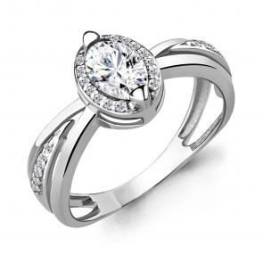 Серебряное кольцо AQUAMARINE с фианитом и Swarovski А65782А фото