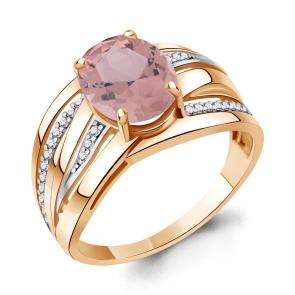 Кольцо из золочёного серебра AQUAMARINE с фианитом и морганитом А6579290А-п фото