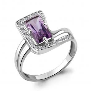 Серебряное кольцо AQUAMARINE с фианитом и аметистом А6579904А фото