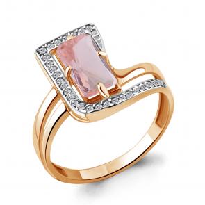 Кольцо из золочёного серебра AQUAMARINE с фианитом и морганитом А6579990А-п фото