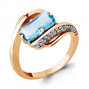 Кольцо из золочёного серебра AQUAMARINE с топазом и фианитом А6580192А-п фото