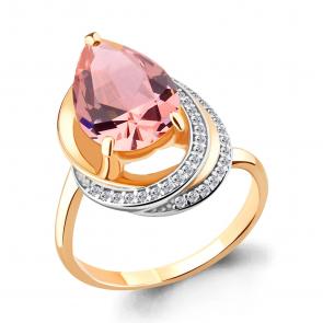 Кольцо из золочёного серебра AQUAMARINE с фианитом и морганитом А6580390А-п фото