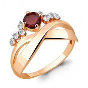 Кольцо из золочёного серебра AQUAMARINE с фианитом и гранатом А6581303А-п фото