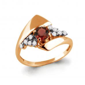 Кольцо из золочёного серебра AQUAMARINE с фианитом и гранатом А6581603А-п фото
