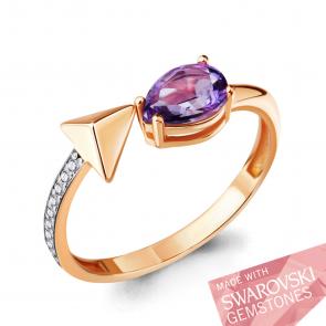 Кольцо из золочёного серебра AQUAMARINE с фианитом и топазом Swarovski А65852500-п фото