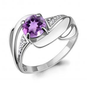 Серебряное кольцо AQUAMARINE с фианитом и аметистом А6587204А фото