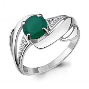 Серебряное кольцо AQUAMARINE с фианитом и агатом А6587209А фото