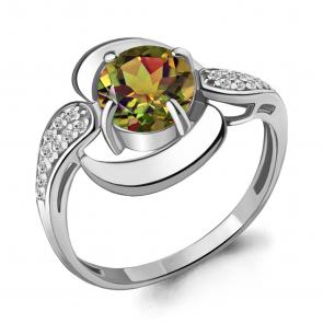 Серебряное кольцо AQUAMARINE с фианитом и султанитом А6588019А фото