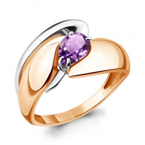 Кольцо из золочёного серебра AQUAMARINE с аметистом А6590204-пк фото