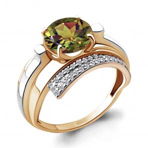 Кольцо из золочёного серебра AQUAMARINE с фианитом и султанитом А6593619А-пк фото