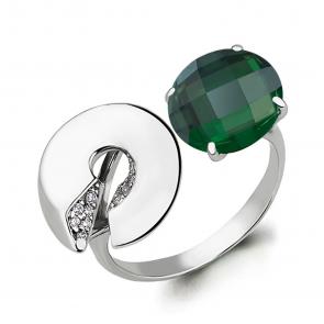 Серебряное кольцо AQUAMARINE с фианитом и агатом А6594609А фото