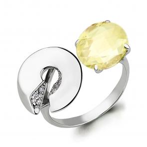 Серебряное кольцо AQUAMARINE с фианитом и кварцем А6594611А фото