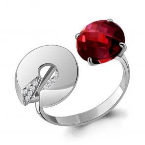 Серебряное кольцо AQUAMARINE с фианитом и гранатом А6594685А фото