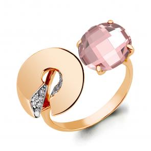 Кольцо из золочёного серебра AQUAMARINE с фианитом и морганитом А6594690А-п фото