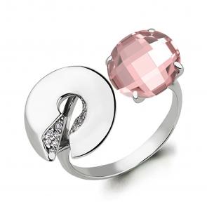 Серебряное кольцо AQUAMARINE с фианитом и морганитом А6594690А фото